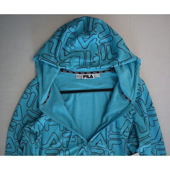 Fila SX211151 Women's Sz 1X Curacao Blue/Black Printed Full Zip Hooded Jacket - Picture 10 of 13